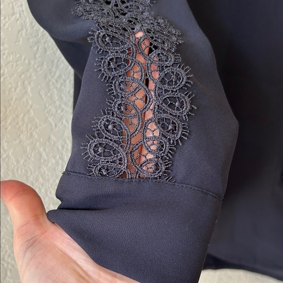 The Kooples Navy Blouse with Lace Detail size S - Picture 3 of 6